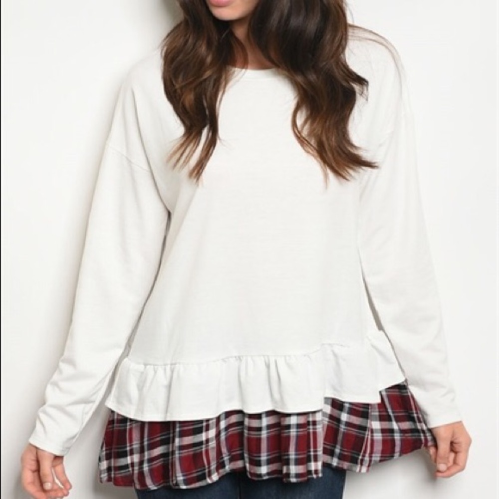 Winery plaid Top